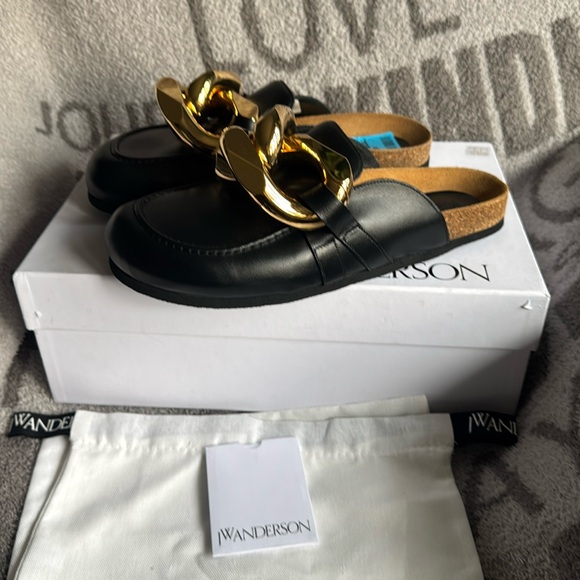 JW Anderson chain loafers mules black/gold wome 11 NWT - Picture 3 of 11